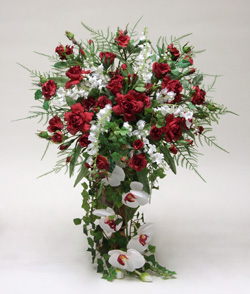 Silk flower cascade wedding bouquet